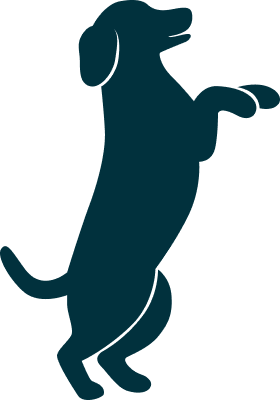 Illustratie hond staat op achterpootjes
